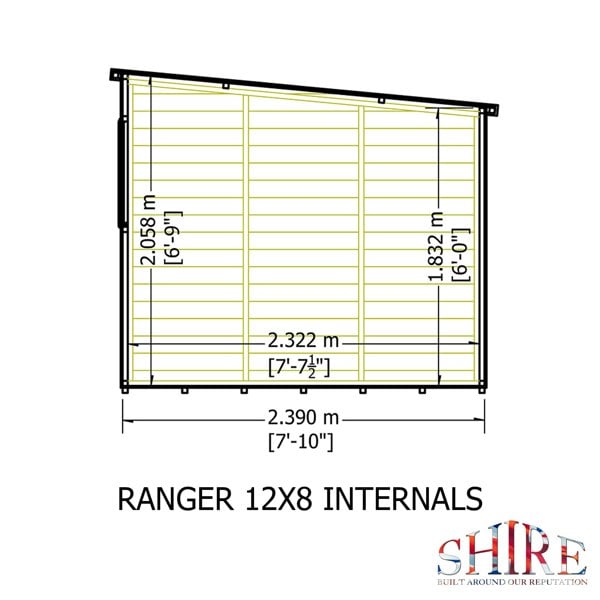 Shire Ranger 12x8 Double Door Premium Pent interlock Shiplap Shed - Best Shed