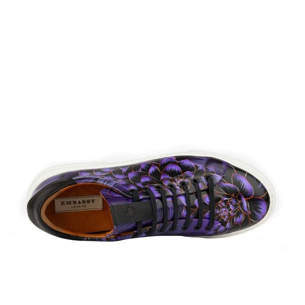 Embassy London Exstatic - Low Purple - Men's low top white sole Italian leather trainer