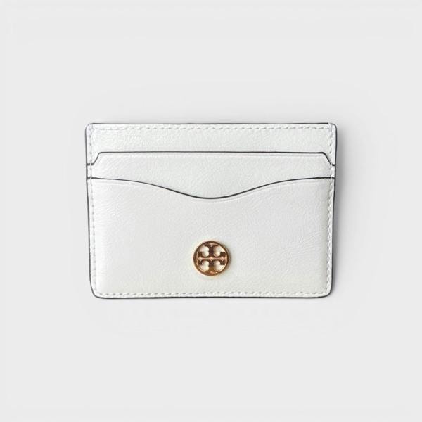 Tory Burch Crinkle Slim Card Case Cirrus Cloud White