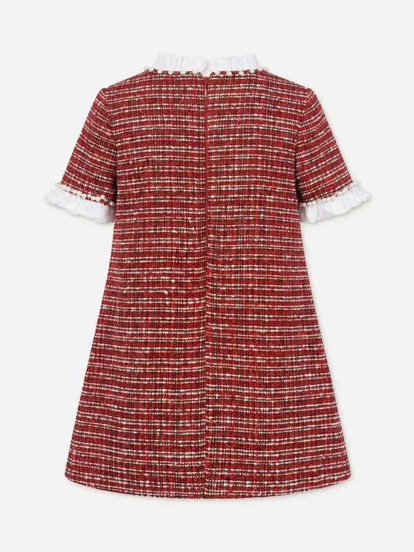 DRESS & Fleur Girls Short Sleeve Tweed Dress in Red