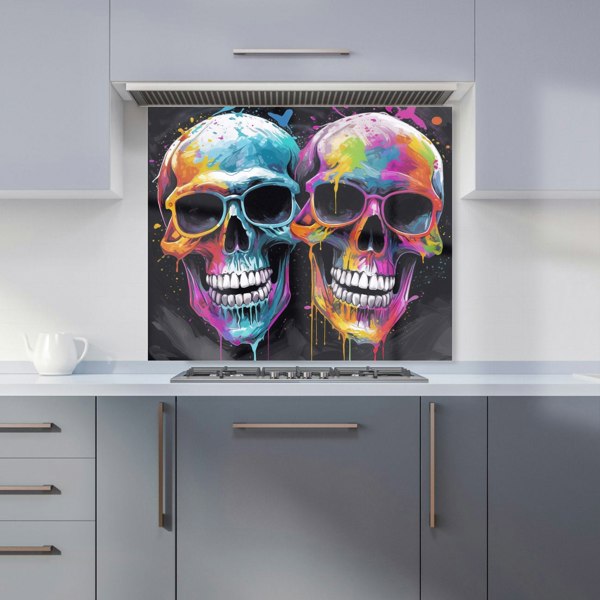 Warren Reed - Designer Splashart Happy Skeletons In Glasses Kitchen Splashback