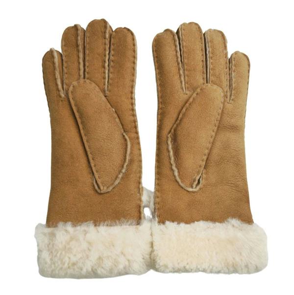 Infinity Leather Womens Genuine Sheepskin Suede Gloves with Roll Up/Down Cuff