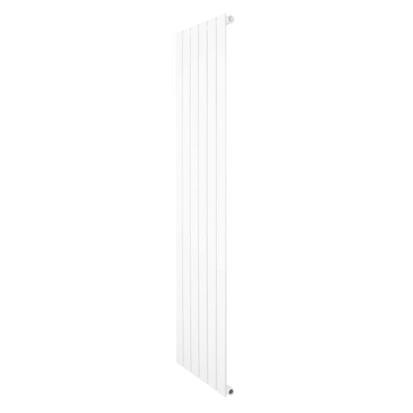 Flat single column radiator in sleek white, measuring 1600 x 420mm, featuring a modern vertical design with smooth, clean lines