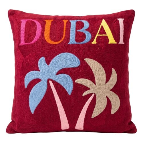 Dubai Needlepoint Cushion – Handmade Palm Tree Pillow