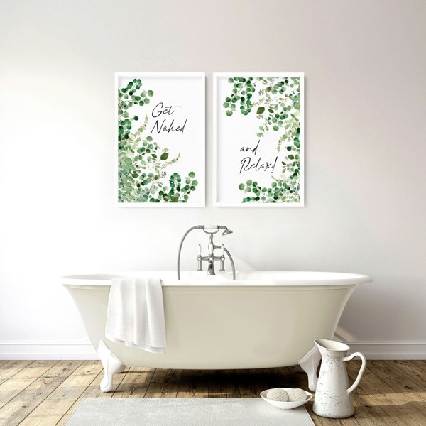 Framed picture for bathroom | Set of 2 wall art prints