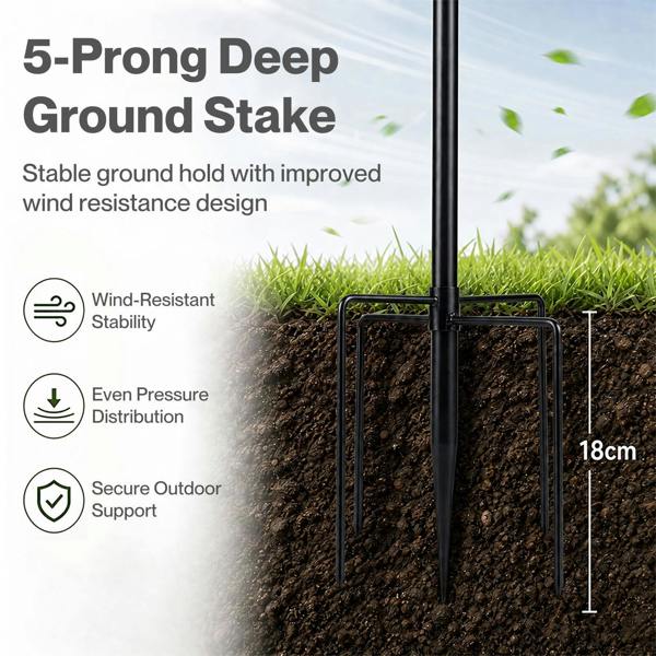 TOQUE Bird Feeding Station Outdoor Garden Shepherd Hook Adjustable Stand Black