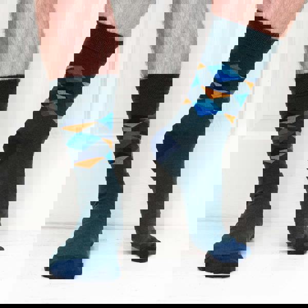 Jemsox Multi Diamond Pattern Organic Cotton Mens Socks | Comfort Welt Top