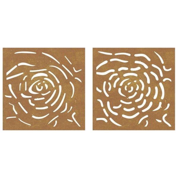 Berkfield Garden Wall Decorations 2 pcs 55x55 cm Corten Steel Rose Design