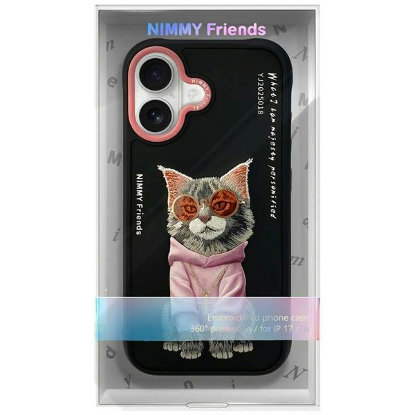 Nimmy Friends Nimmy Glasses Cool Cat Case with MagSafe for iPhone 17 6.3" Black Pink - N-YJ-IP17-018
