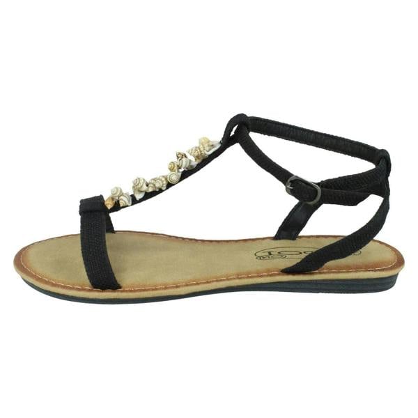 Spot On Ladies Spot On Shell T-Bar Sandals F00360