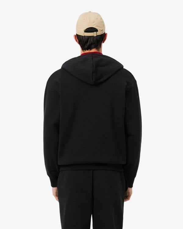 Lacoste Fleece Full - Zip Mens Classic Fit Hoodie - Black 031 | CHO | Designer Mens Hoodies