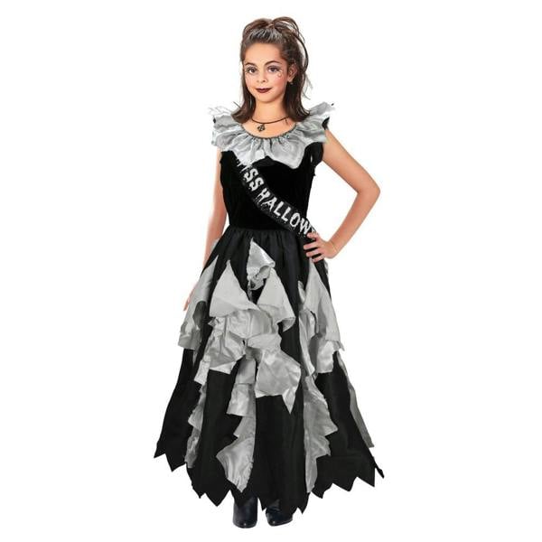 Bristol Novelty Girls Zombie Prom Queen Dress - Black/Grey