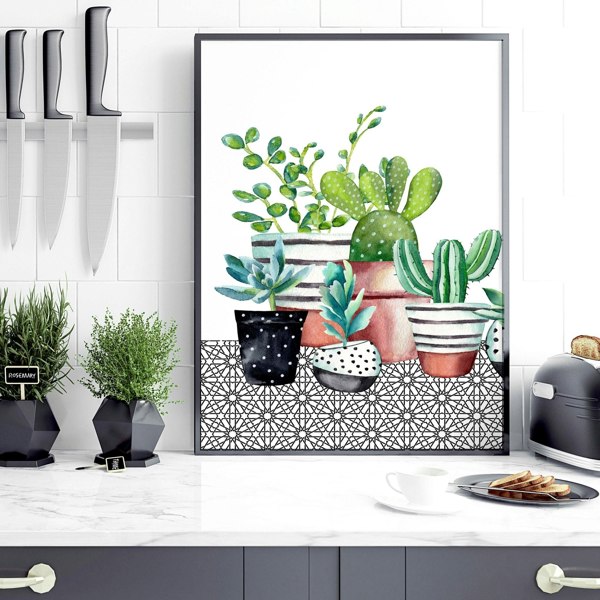 Kitchen wall pictures | set of 2 Succulent wall art prints