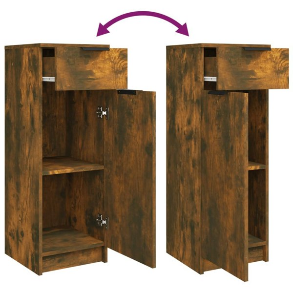 Berkfield Bathroom Cabinet Smoked Oak 32x34x90 cm Engineered Wood