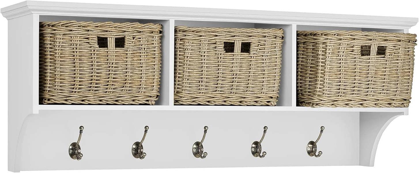 Statement Furniture Tetbury Large Hallway Set with Strong Storage Baskets and Cushion Seat