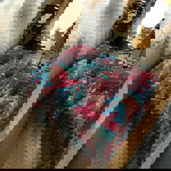 Luxury UK tufted square footstool centrepiece
