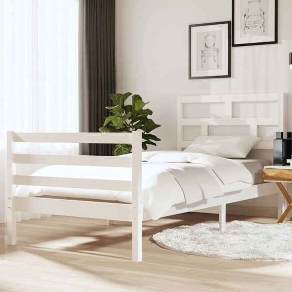 Berkfield Bed Frame White 90x190 cm Single Solid Wood