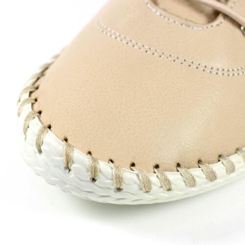 Lunar Women's St Ives Leather Plimsolls - Beige / White - Beige/White - 100% Leather