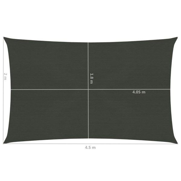 Berkfield Sunshade Sail 160 g/m�__ Anthracite 2x4.5 m HDPE