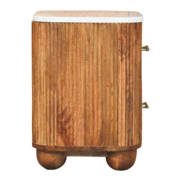 Artisan Furniture Solid Wood Aurora Marble Bedside, 2 Drawers, Beige