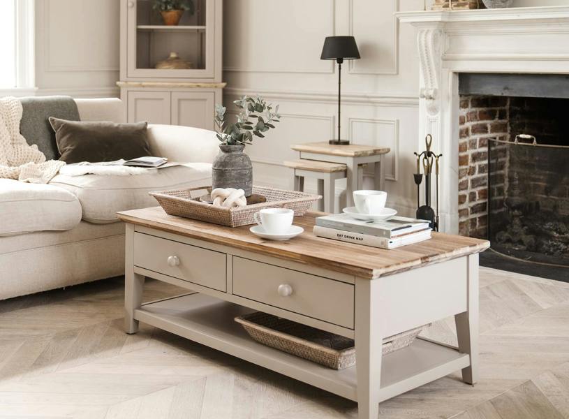 Statement Furniture Florence Wooden Coffee Table with Drawers and Shelf