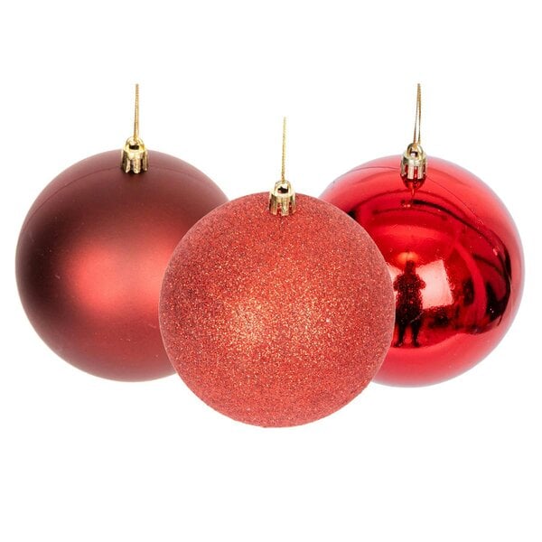 Shatchi 100mm Shatterproof Dark Red Christmas Baubles, Pack of 3 or 6 for Festive Displays