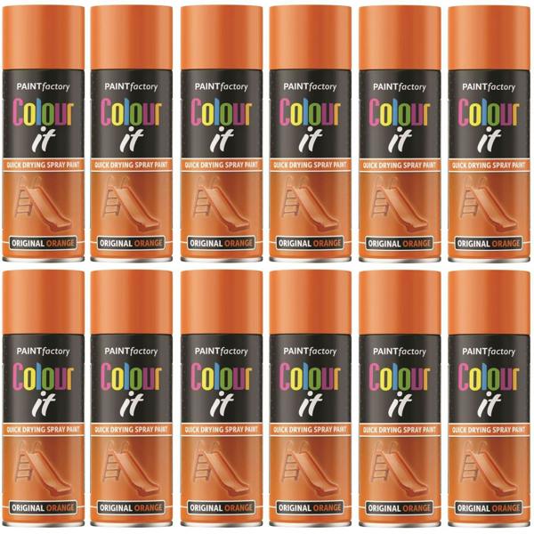 Paint Factory 12X  Original Orange Gloss Spray Paint 400ml