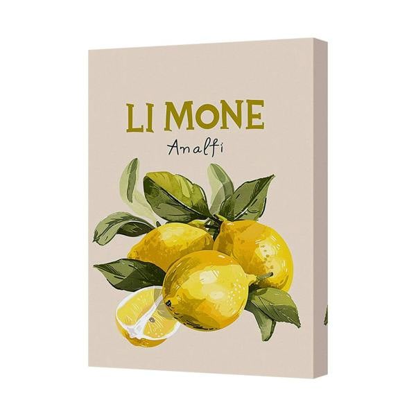 Benjamin Tate Design Lemon Canvas Wall Art Print With Citrus Leaves Contemporary Home Decor