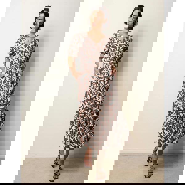 Blue Vanilla Coconut Button Belted Midi Dress