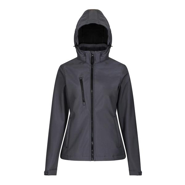 Regatta Womens/Ladies Venturer 3 Layer Hooded Soft Shell Jacket - Seal Grey/Black - 