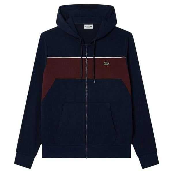Lacoste Mens Colour Block Full Zip Hoodie - Navy/Red