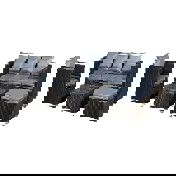 Oseasons Acorn Rattan 5 Seat Lounge Sofa Set in Black