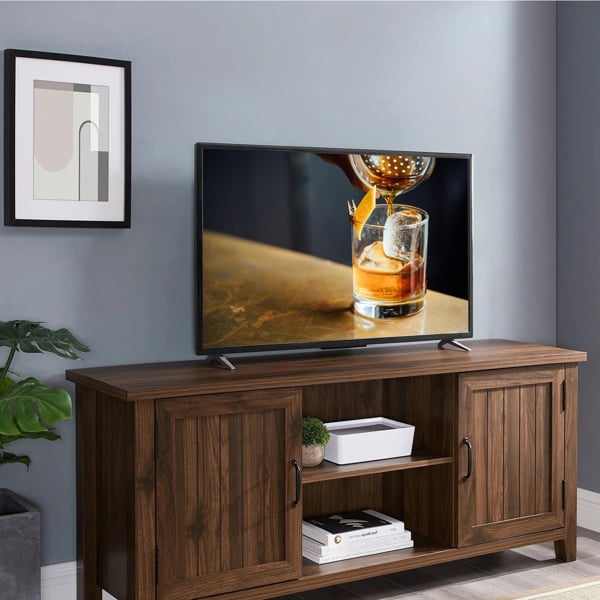 Centurion Supports RANCH Walnut Dual Compartment Storage 6-Shelf up to 65" Flat Screen TV Cabinet