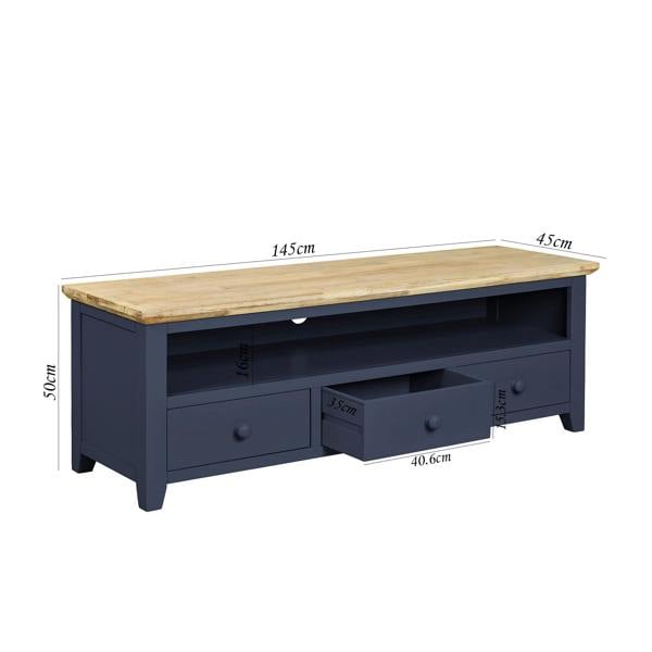 Statement Furniture Florence Large Wooden TV Stand with 3 Drawers and Shelf