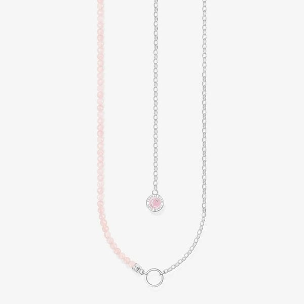 THOMAS SABO Silver Rose Quartz Bead Charm Necklace KE2190-067-9-45