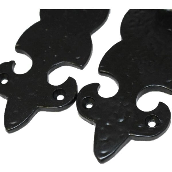 EDH Door Hardware Black Cast Iron Fleur-de-Lys Door Handles – Lever Latch, Bathroom Lock & 3 Lever Lock Sets