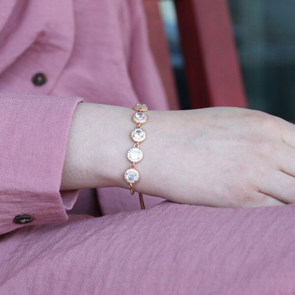 The Colourful Aura Large Round Zircon Adjustable beaded Bracelet