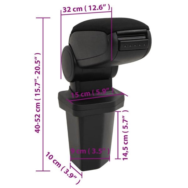 Berkfield Car Armrest Black 15x32x(40-52) cm ABS
