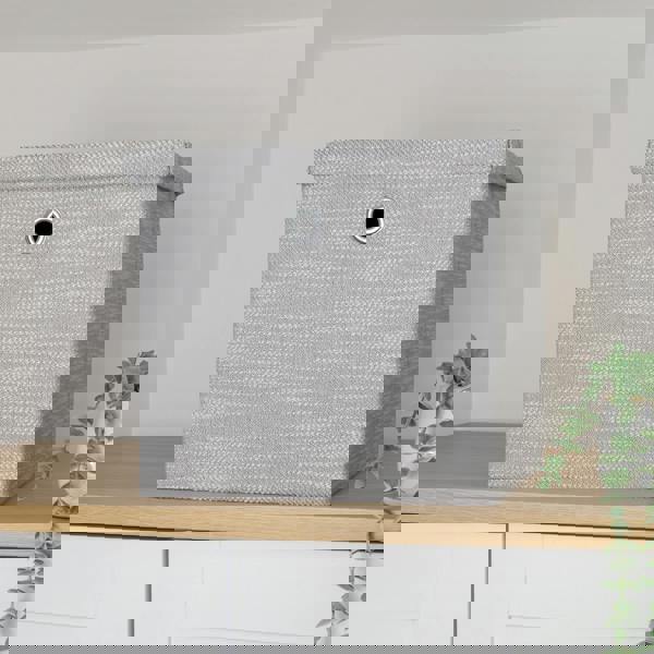 JVL Serena Foldable Fabric Storage Cube with Lid for Bedroom and Living Room Storage, Light Grey