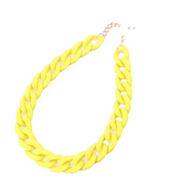 One Of A Kind Club Plain bright yellow chunky chain necklace