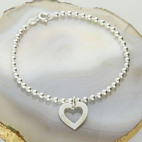 Christopher James of London Sterling Silver Bead Ball Bracelet With Choice of Personalised Charm