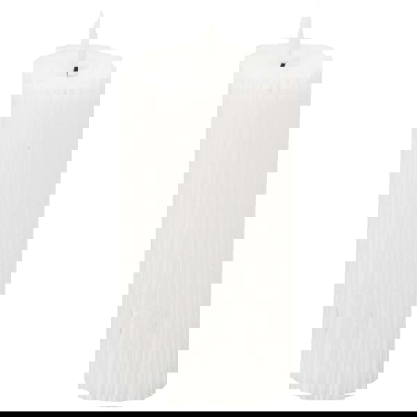 Hill Interiors Luxe Collection Ribbed Natural Glow Electric Candle - White