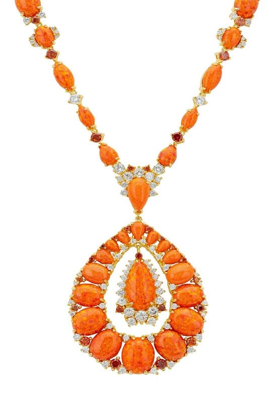 Latelita Paloma Fire Opal Statement Necklace Gold