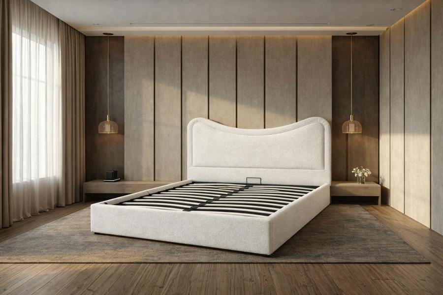 Nexus Mattress Luxury Curved Ottoman Storage Bed Frame with Gas Lift
