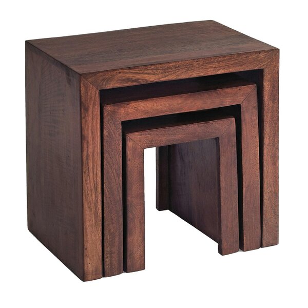 Wyld Haus Set of 3 Phuket Dark Mango Wood Nesting Tables