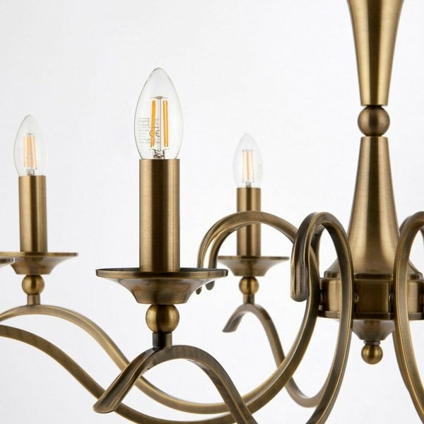 Hanging Flush Ceiling Pendant 8 Light ANTIQUE BRASS Chandelier Lamp Bulb Holder Loops