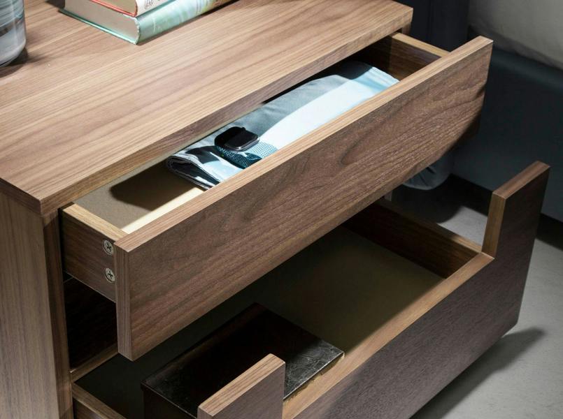 Angel Cerdá Bedside table walnut and polished steel with interior lighting 7065