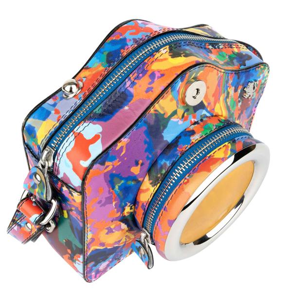Embassy London Snapshot - Summer Colours - Camera shaped cross-body bag in Summer Colours pattern leather