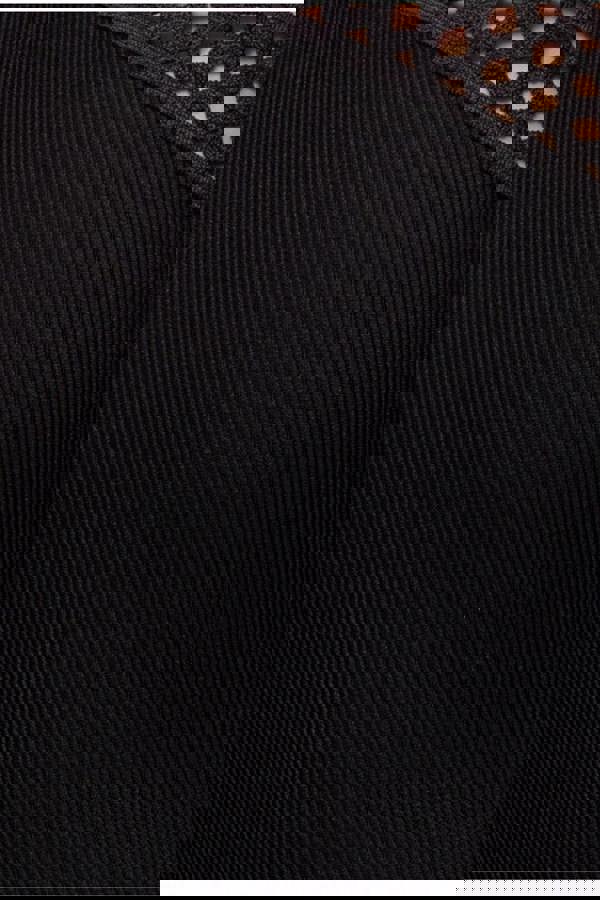 Ribbed Criss Cross Halter Neck Maxi Dress With Thigh Split - Black DR4211