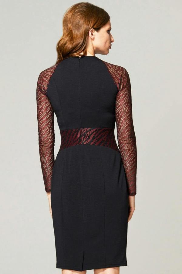 HotSquash Lace Sleeve Keyhole Detail Dress